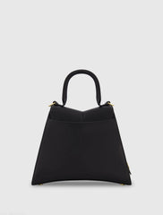 Black Medium Angular Leather Handbag With Gold Hardware