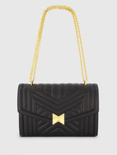 Black Quilted Napa Leather Handbag With Gold Hardware