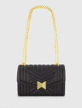 Black Quilted Napa Leather Handbag With Gold Chain - FINAL SALE