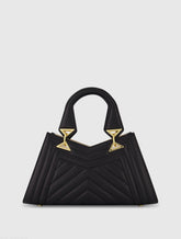 Black Quilted Napa Leather Angular Handbag
