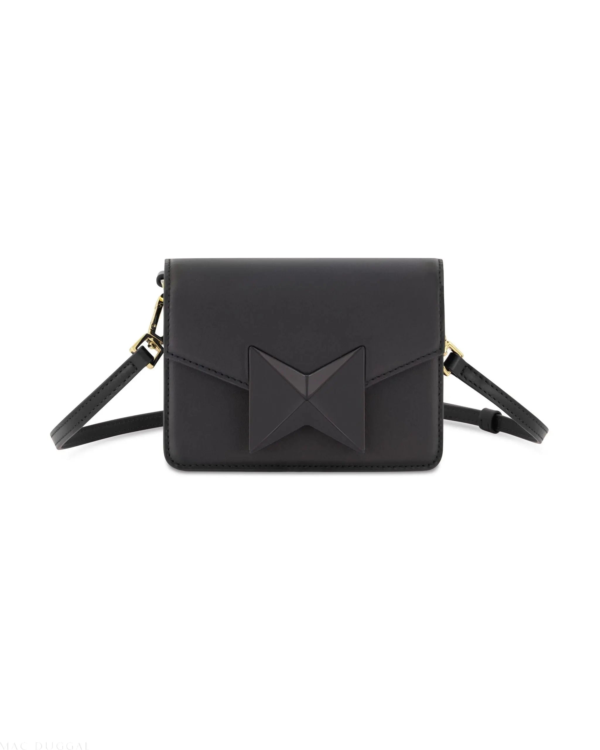 Black Mini Leather Tone On Tone Crossbody Bag - FINAL SALE