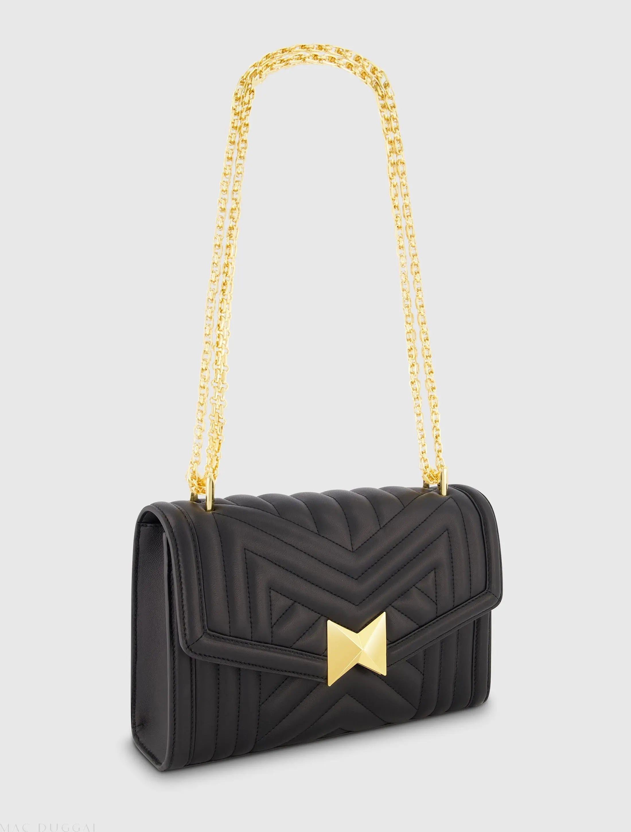 Black Quilted Napa Leather Handbag With Gold Chain - FINAL SALE